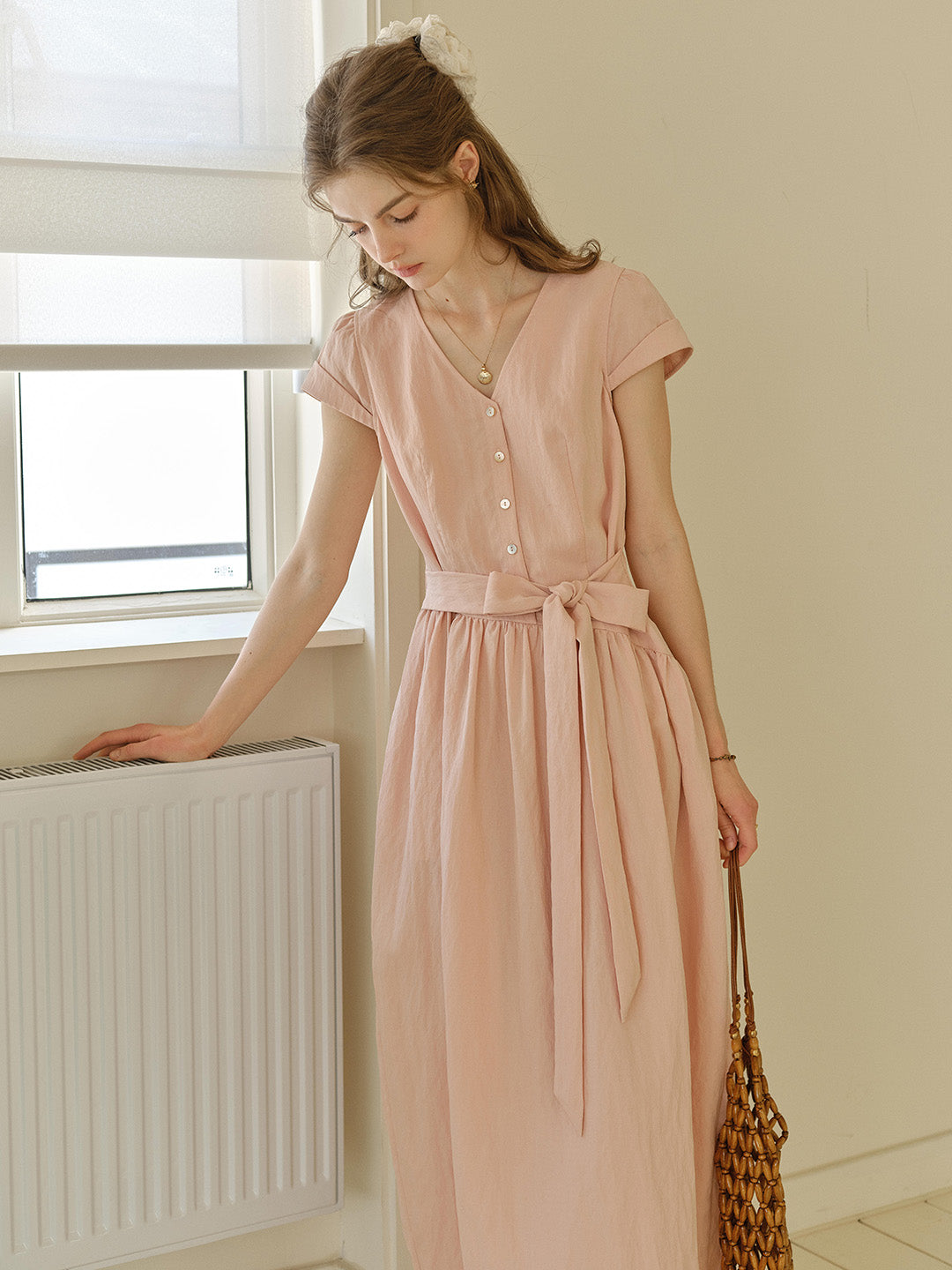 Sofia V-Neck Bow Dress