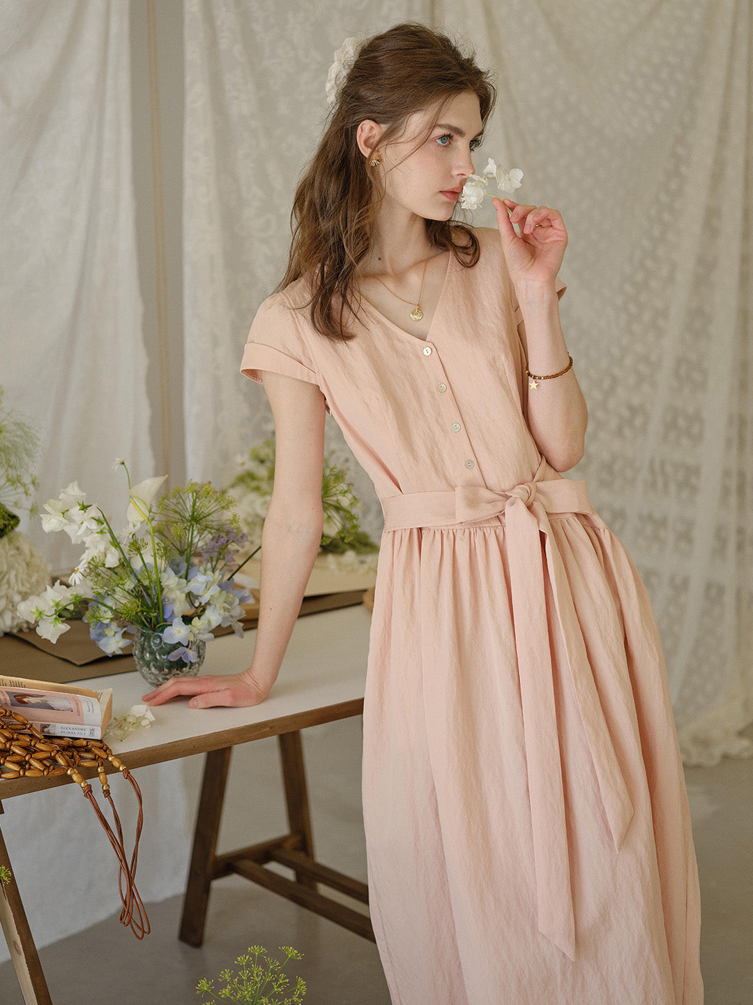 Sofia V-Neck Bow Dress