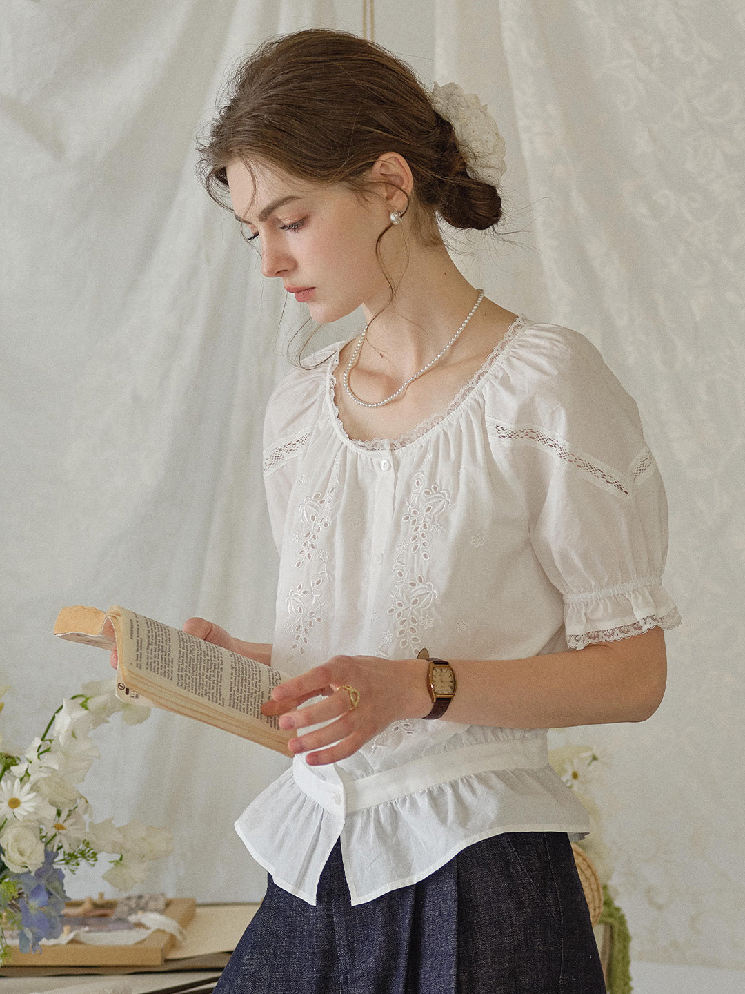 Samara Round Neck 100% Cotton Blouse