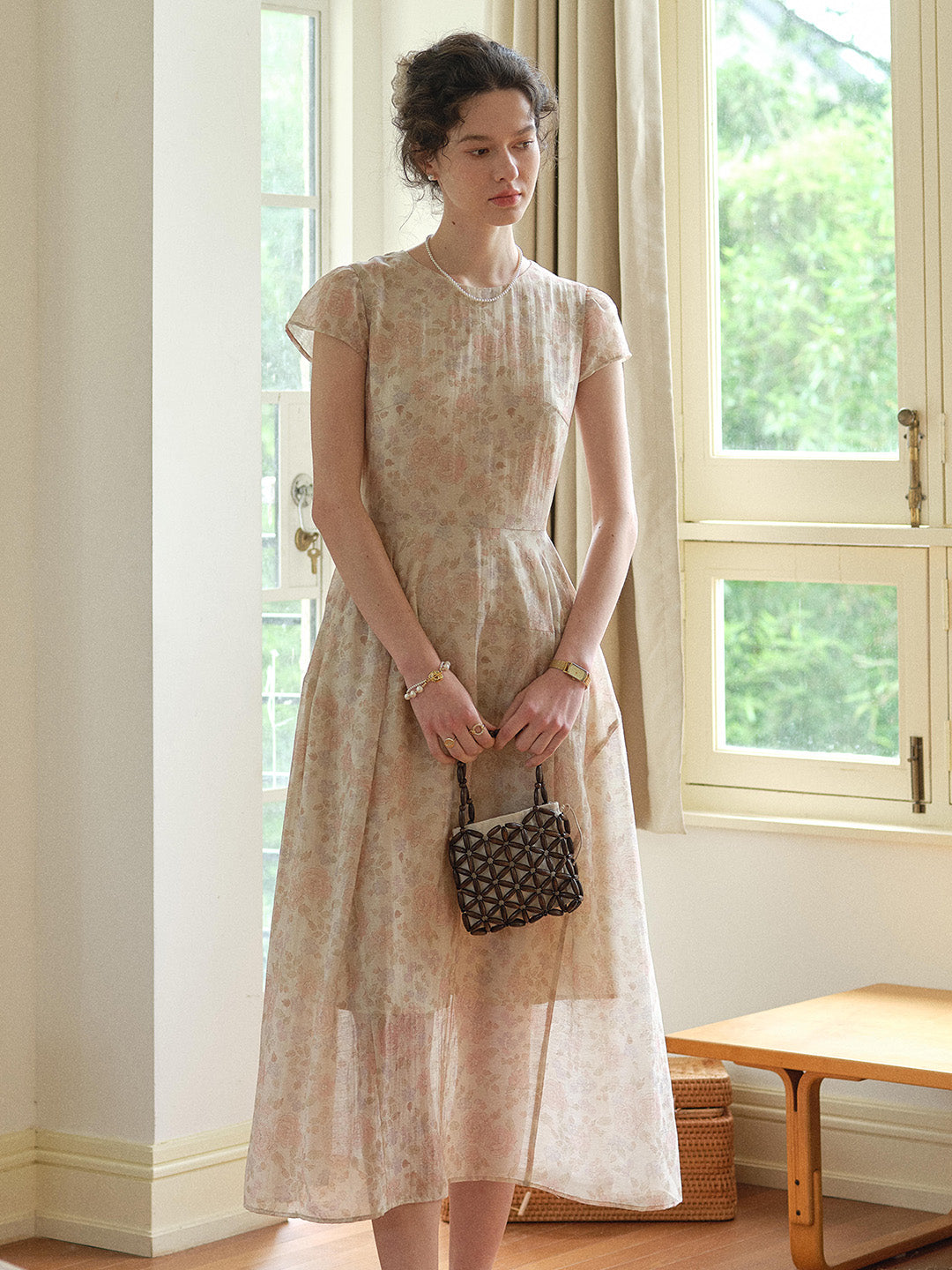 Evie Round Neck French Floral Dress