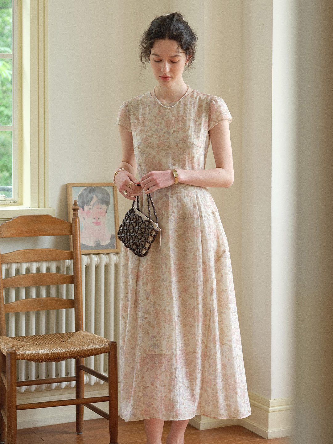 Evie Round Neck French Floral Dress