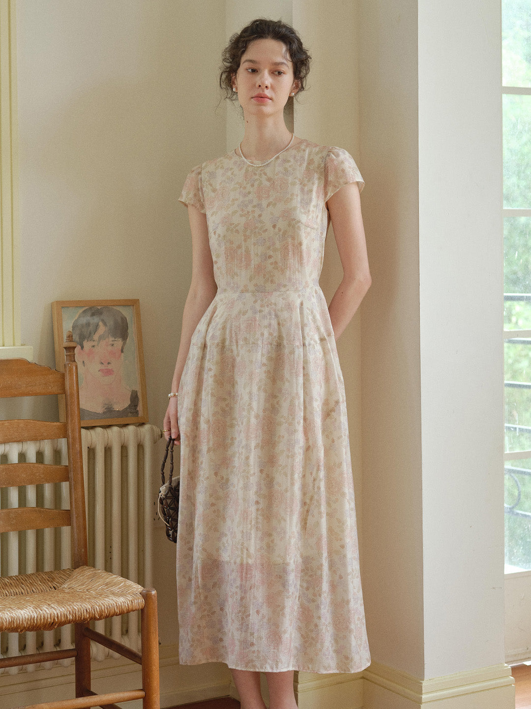 Evie Round Neck French Floral Dress