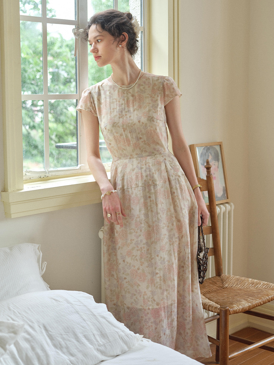 Evie Round Neck French Floral Dress