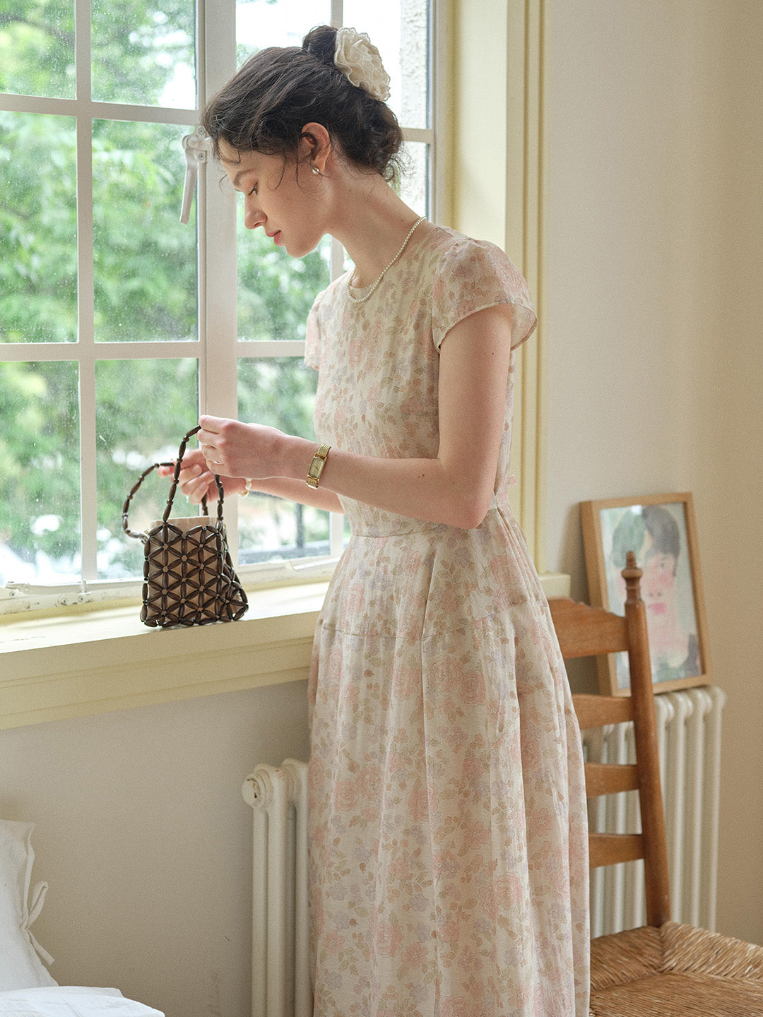 Evie Round Neck French Floral Dress