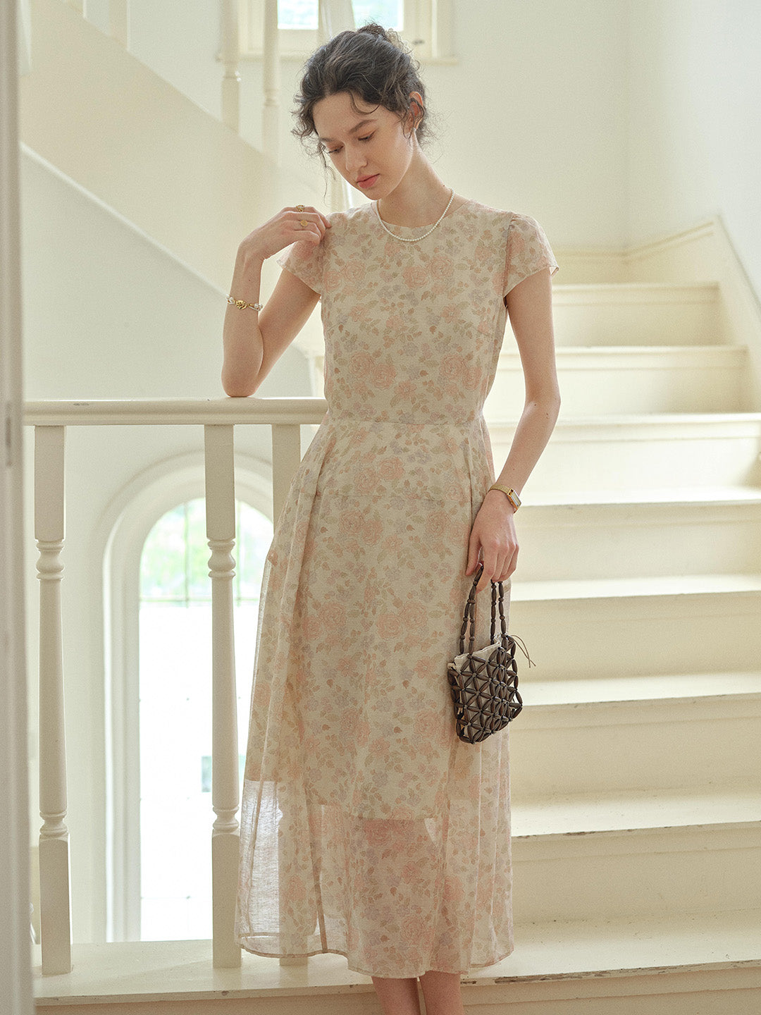 Evie Round Neck French Floral Dress