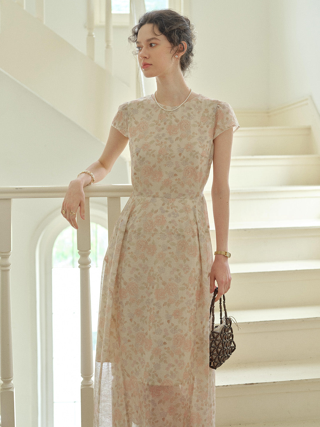 Evie Round Neck French Floral Dress