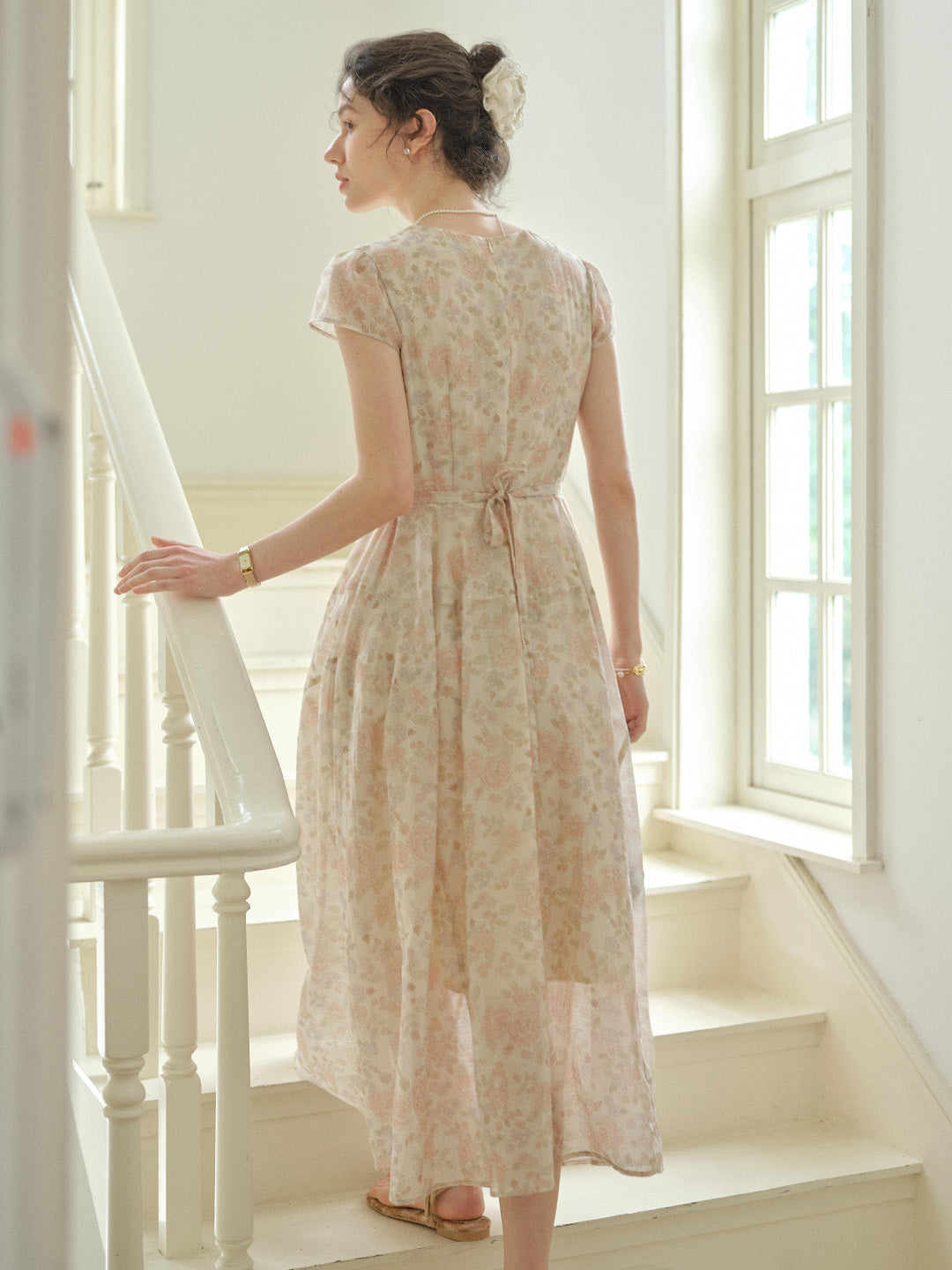 Evie Round Neck French Floral Dress