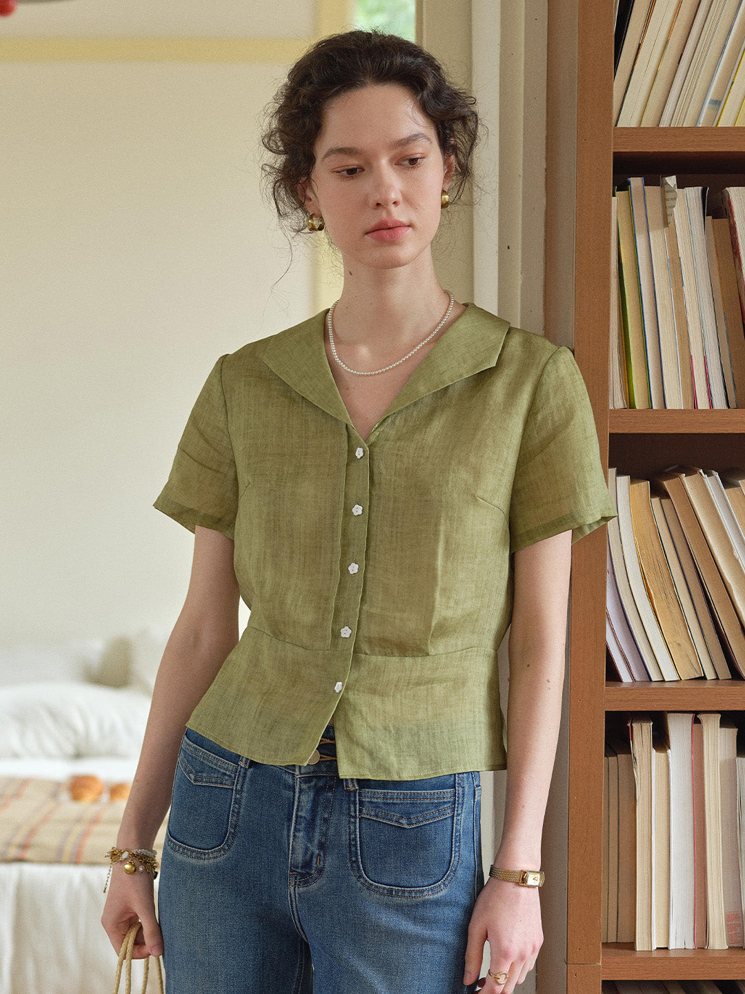 Sonnie V-Neck Ramie Shirt
