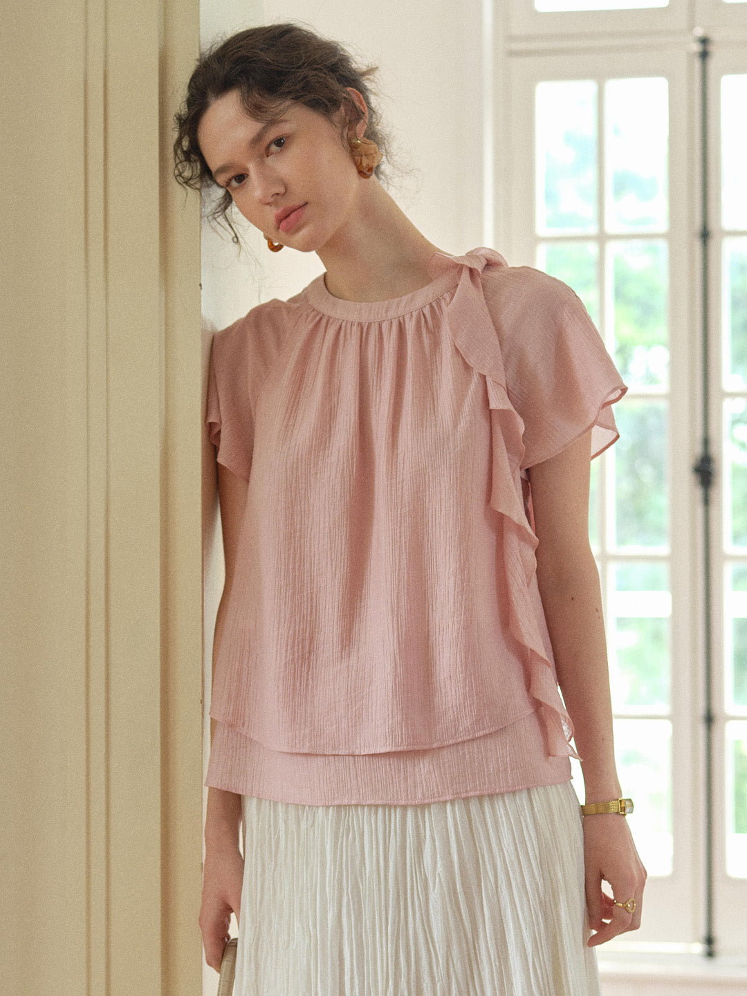 Emilia Round Neck French Blouse