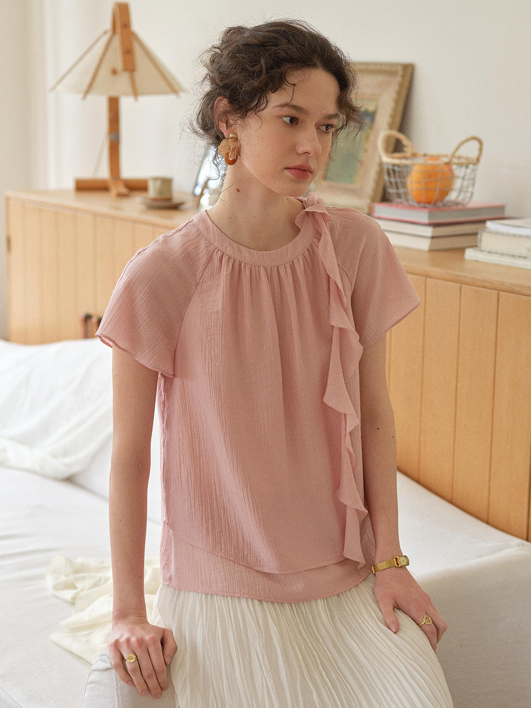 Emilia Round Neck French Blouse