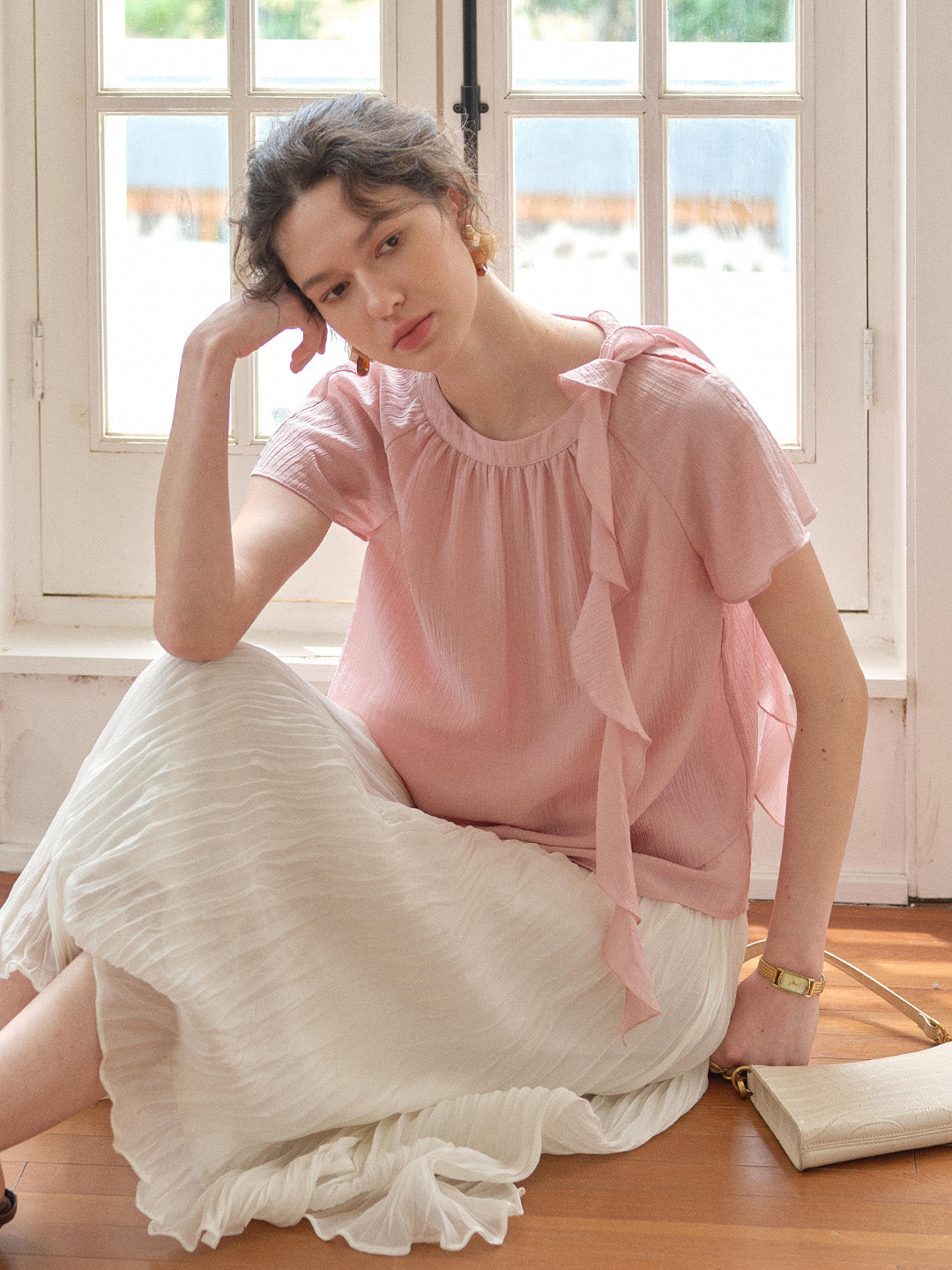 Emilia Round Neck French Blouse