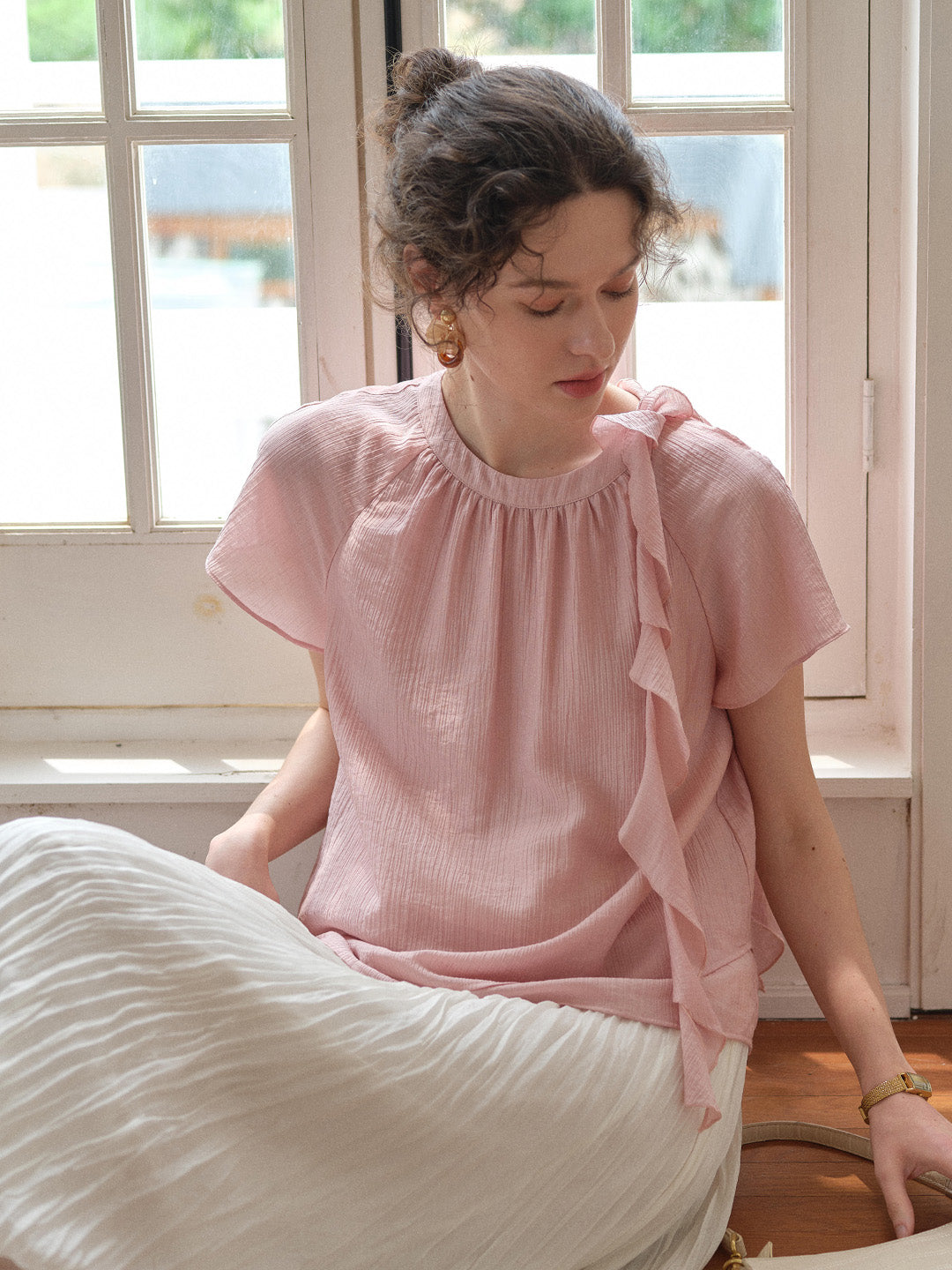 Emilia Round Neck French Blouse