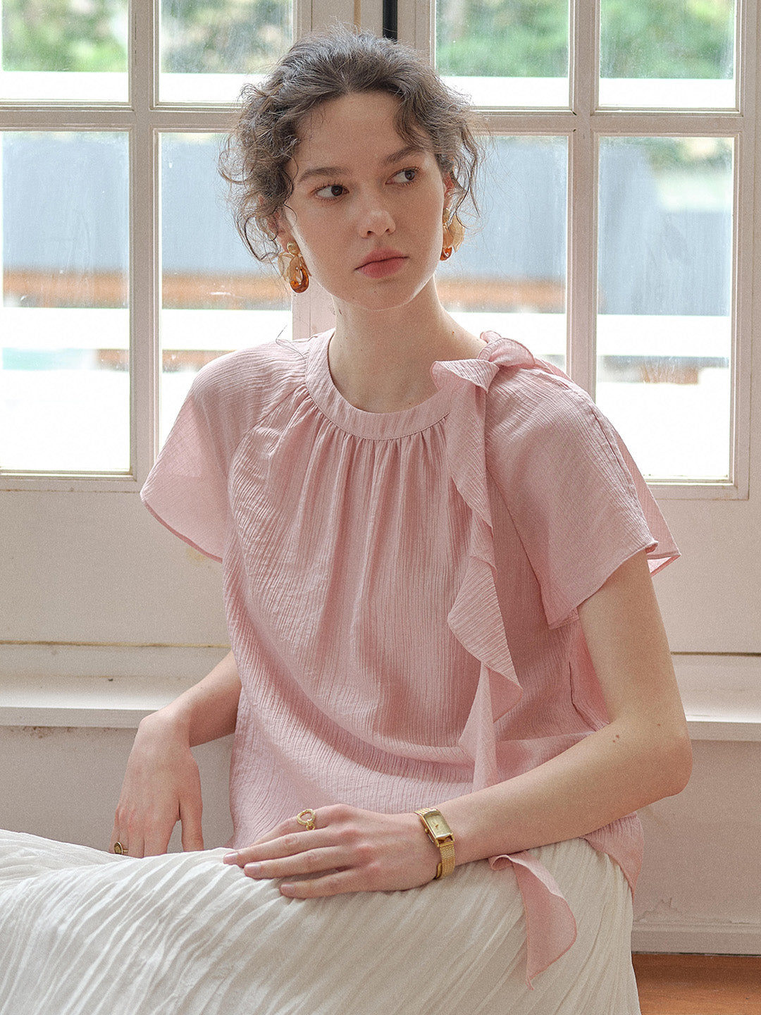 Emilia Round Neck French Blouse