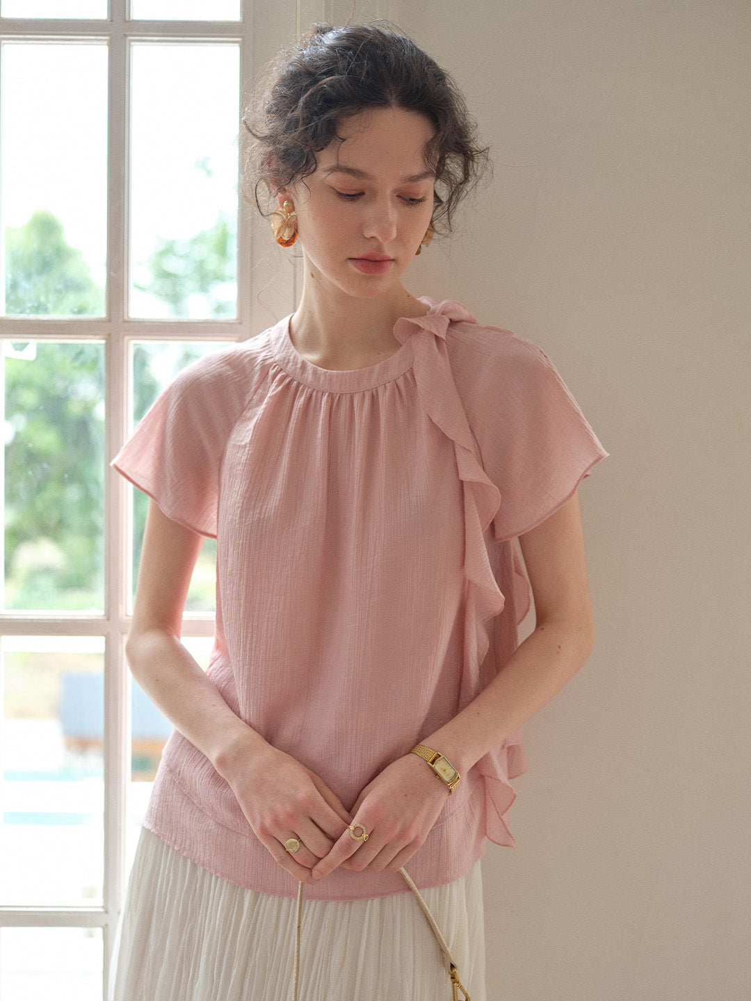 Emilia Round Neck French Blouse