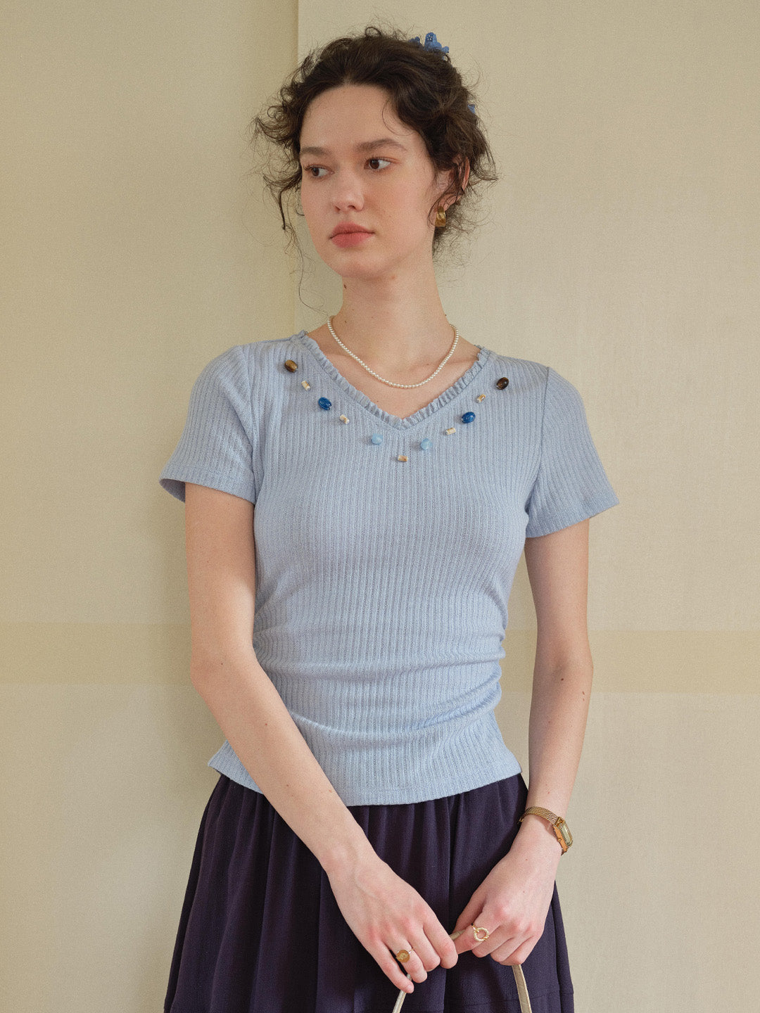 Annabelle V-Neck French Blouse