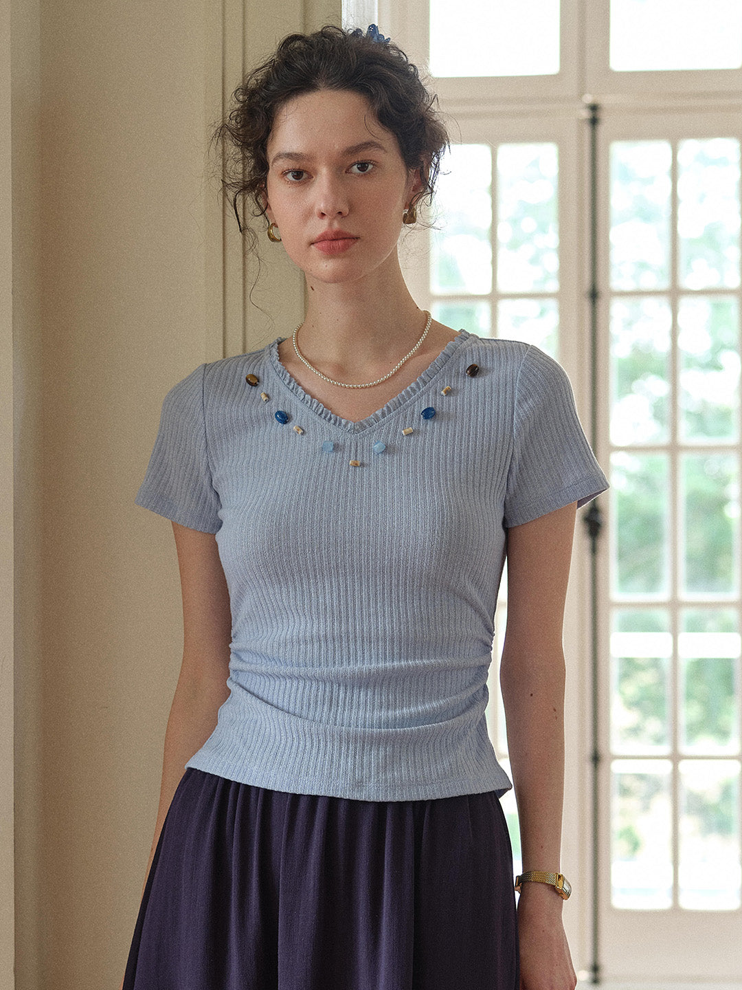 Annabelle V-Neck French Blouse