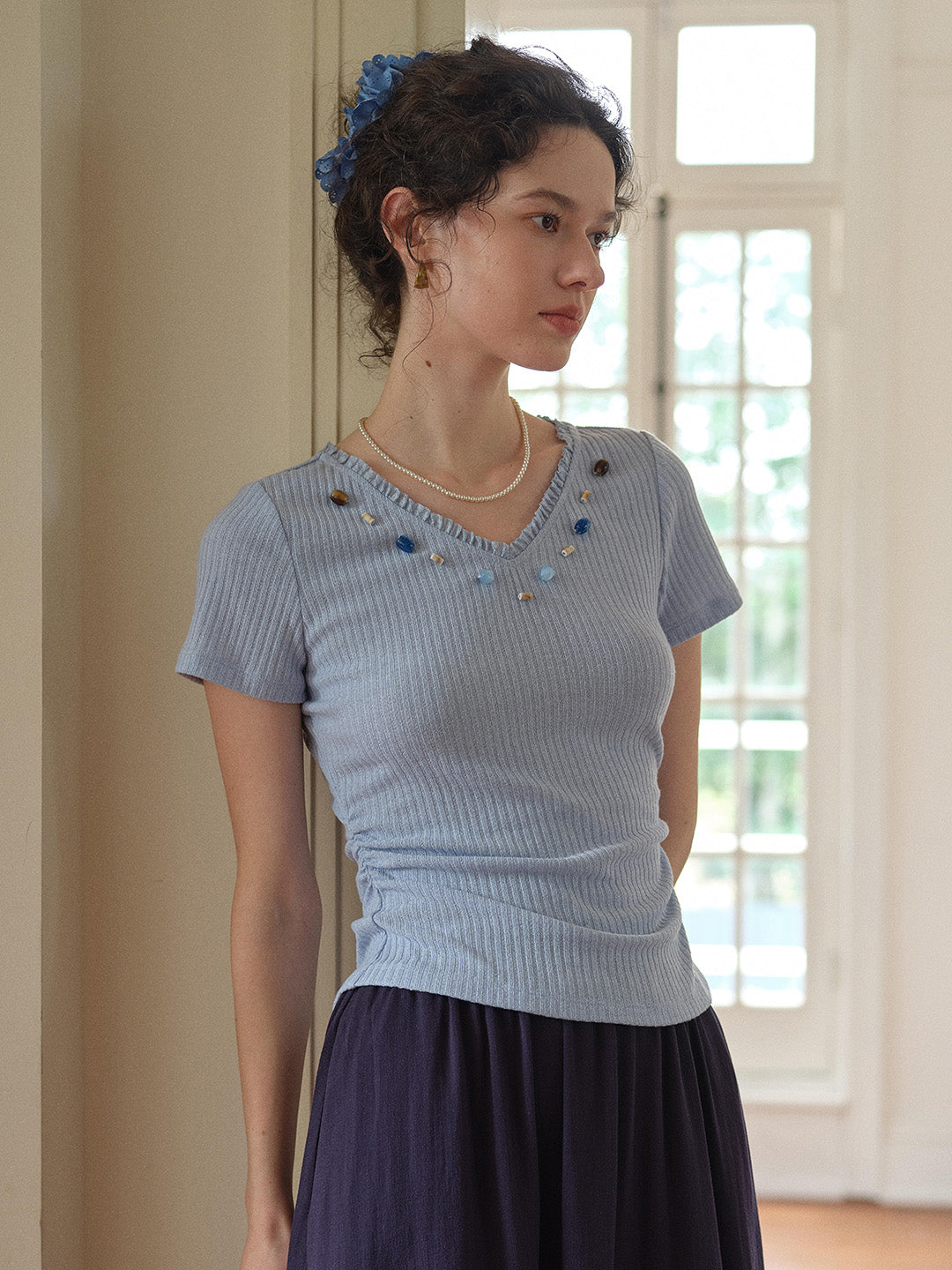 Annabelle V-Neck French Blouse