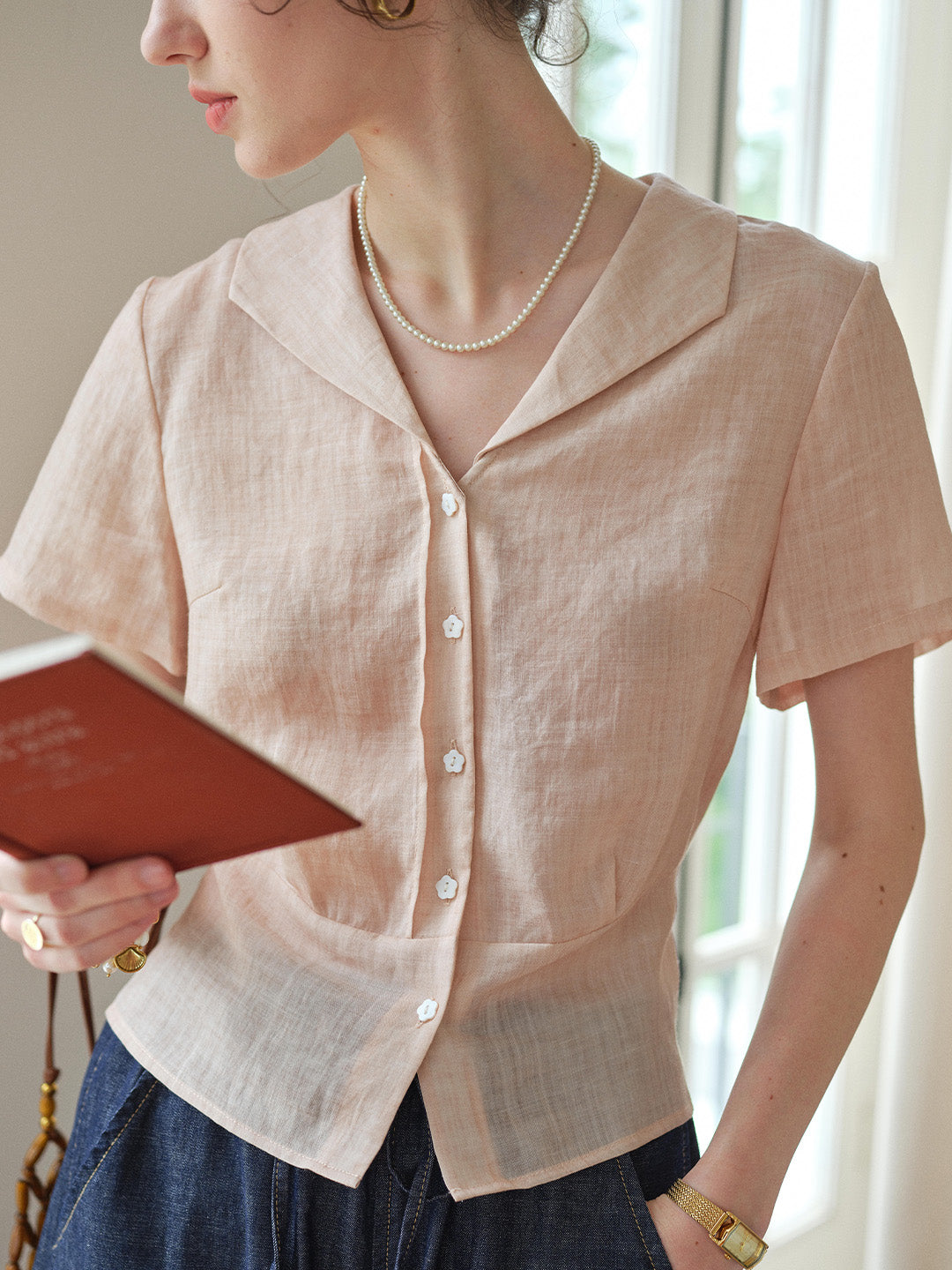 Sonnie V-Neck Ramie Shirt