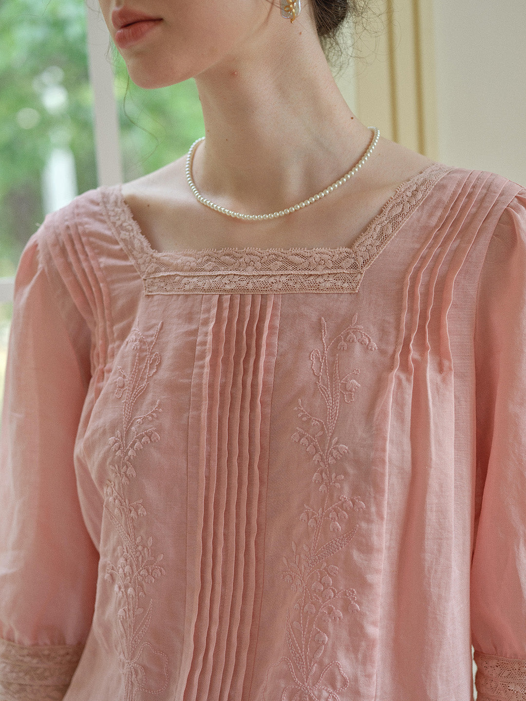 Raina Square Neck Embroidery Blouse