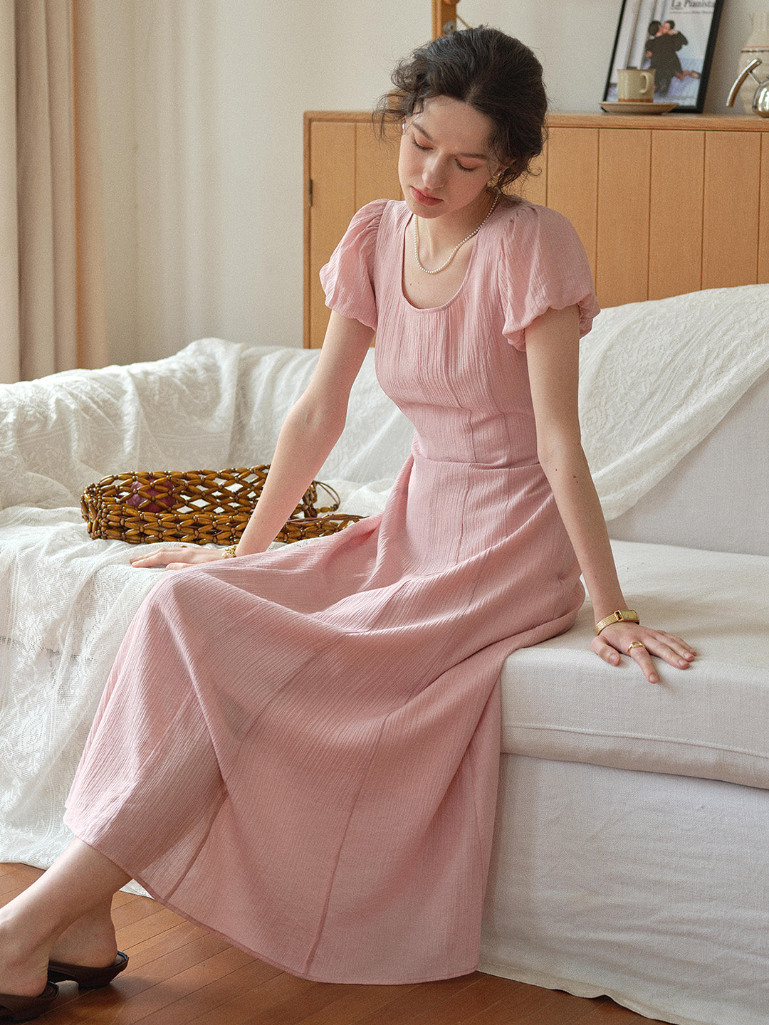 monica pink dress Monica Round Neck Pink Dress