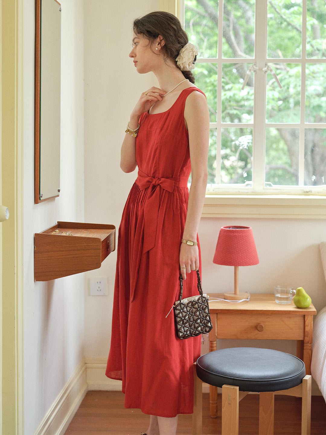 square neck loose dress Women's Square Neck Short Sleeve Fashionable Mini Dress Casual Loose Flowy Dress