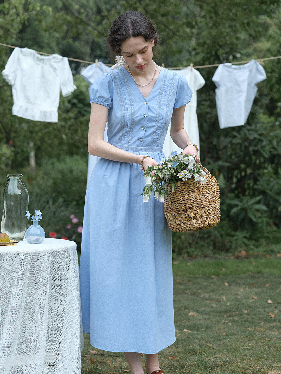Bailee V-Neck Puff Sleeves Dress