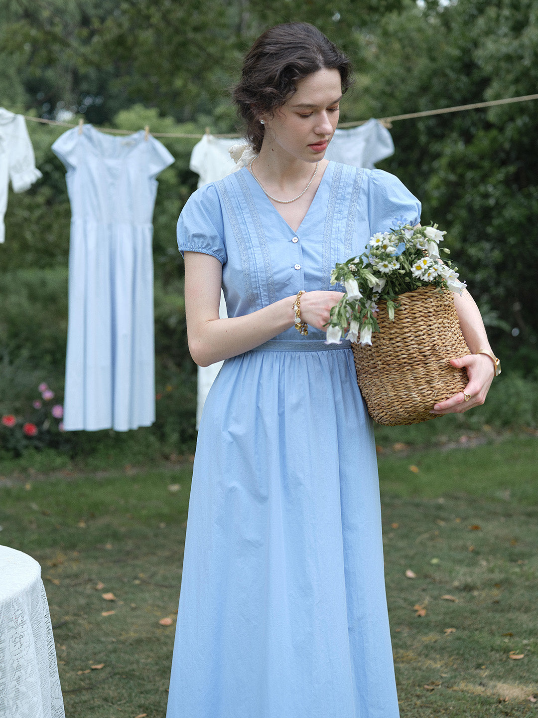 Bailee V-Neck Puff Sleeves Dress