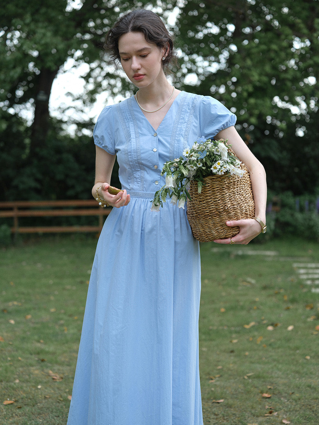 Bailee V-Neck Puff Sleeves Dress