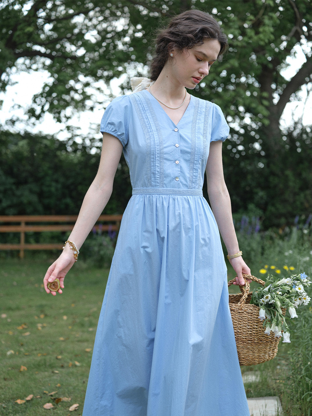 Bailee V-Neck Puff Sleeves Dress