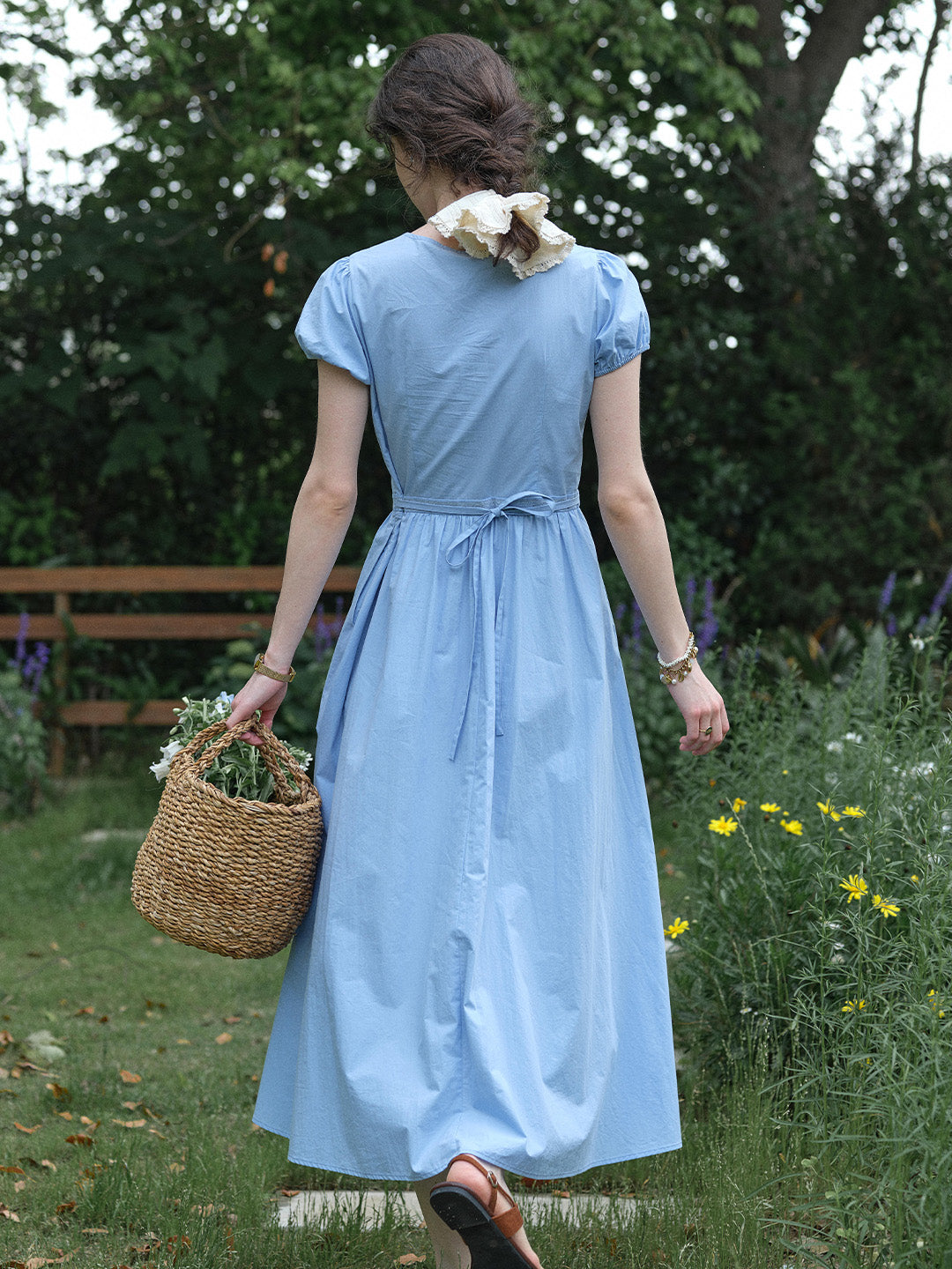 Bailee V-Neck Puff Sleeves Dress
