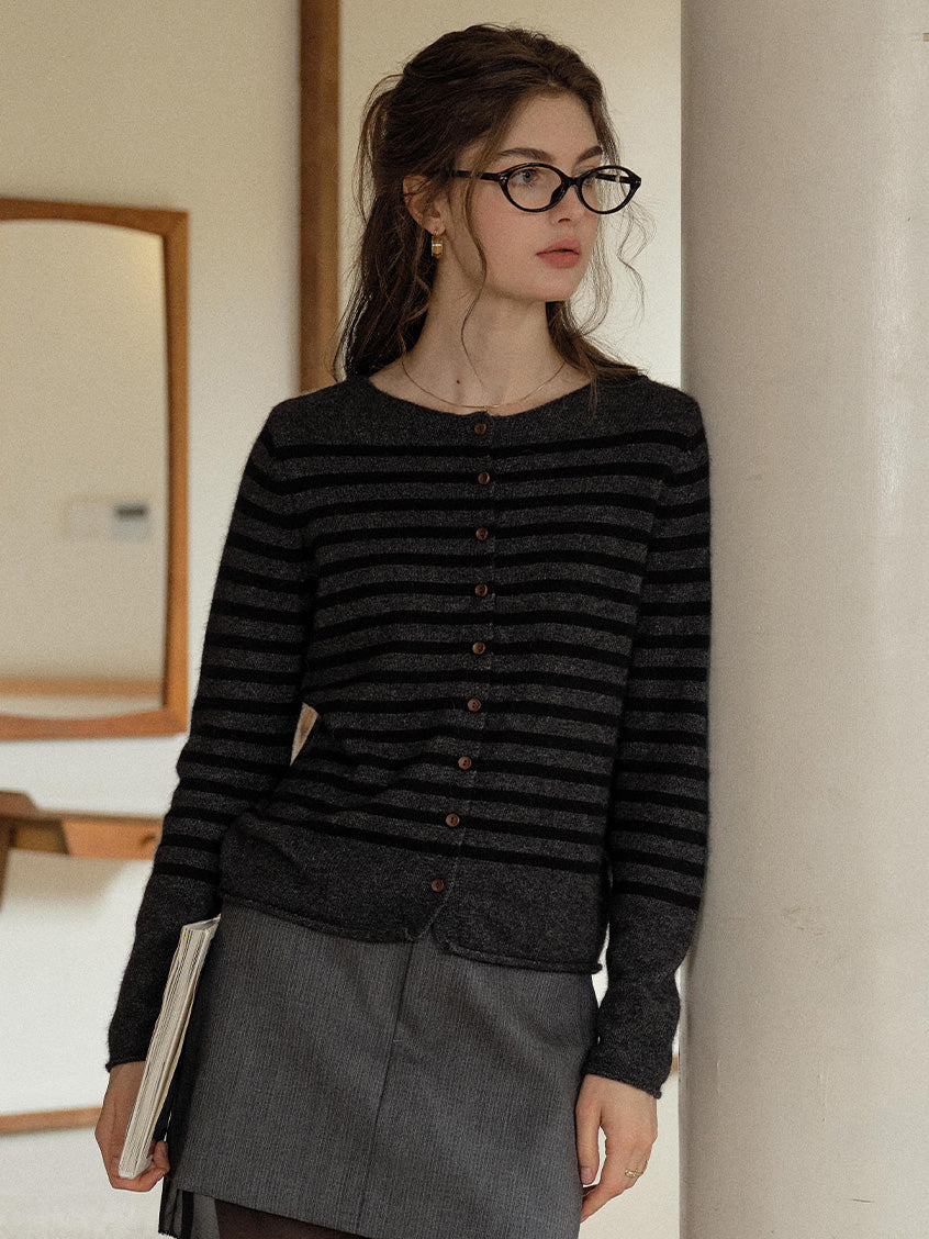 Laylah All-Purpose Striped Round Neck Cardigan