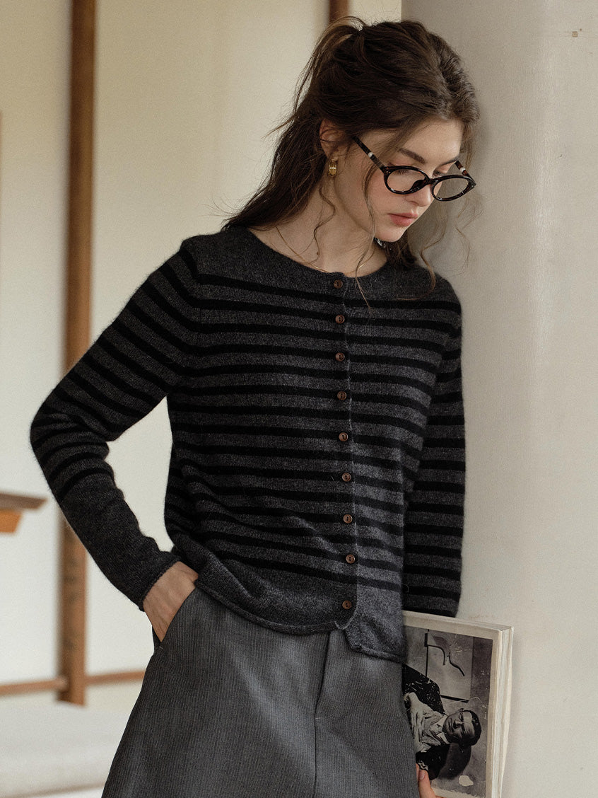 Laylah All-Purpose Striped Round Neck Cardigan