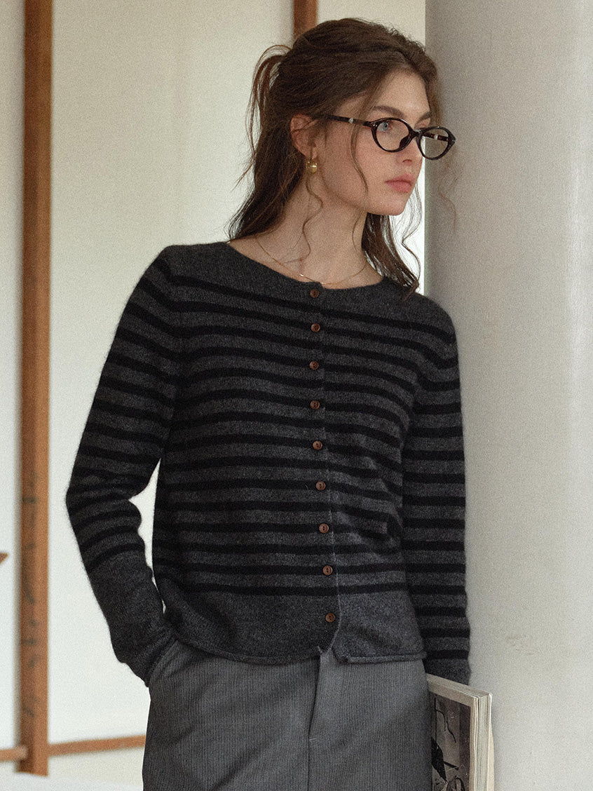 Laylah All-Purpose Striped Round Neck Cardigan