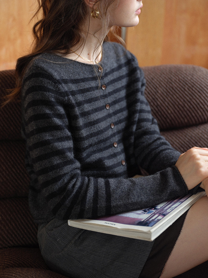 Laylah All-Purpose Striped Round Neck Cardigan