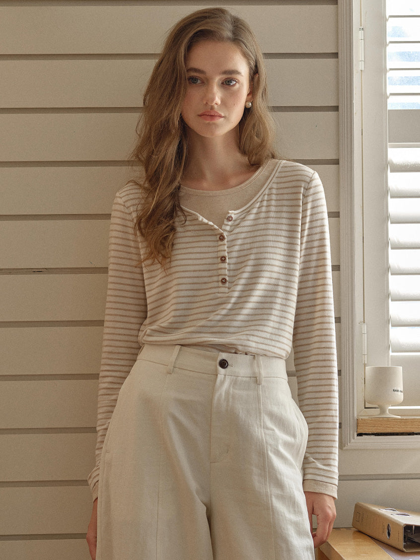 Blaire Round Neck Two-Tone Layered Blouse