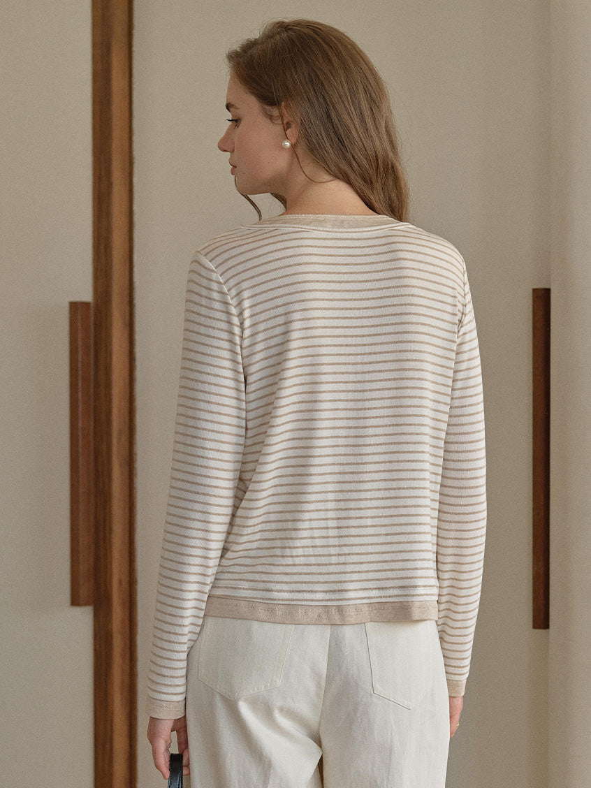 Blaire Round Neck Two-Tone Layered Blouse