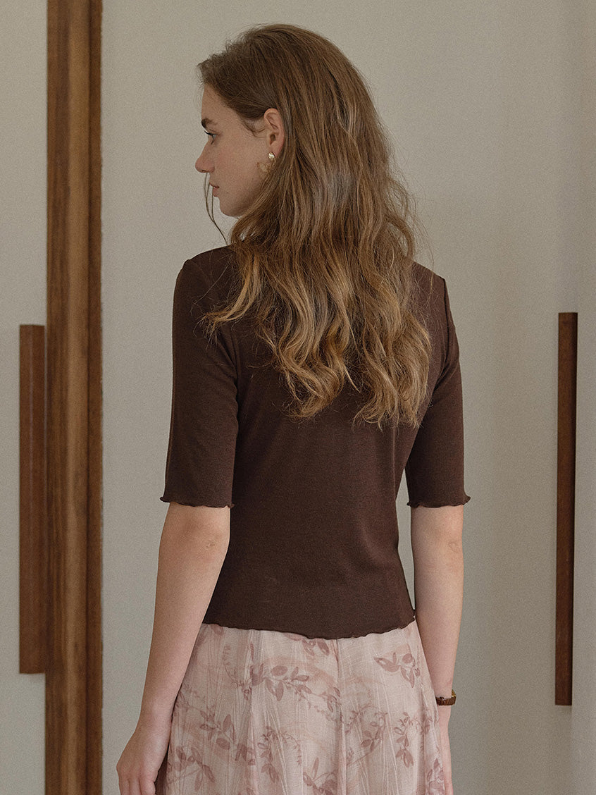 Samara Solid Slim-Fit Half-Sleeve Blouse