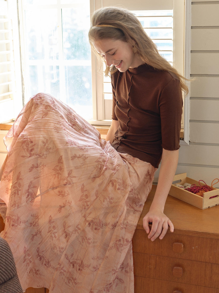 Samara Floral Printed French Midi Skirt