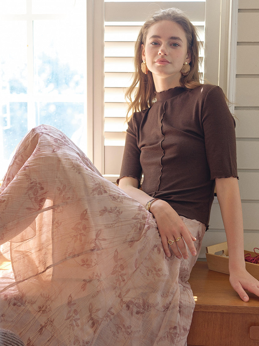 Samara Solid Slim-Fit Half-Sleeve Blouse