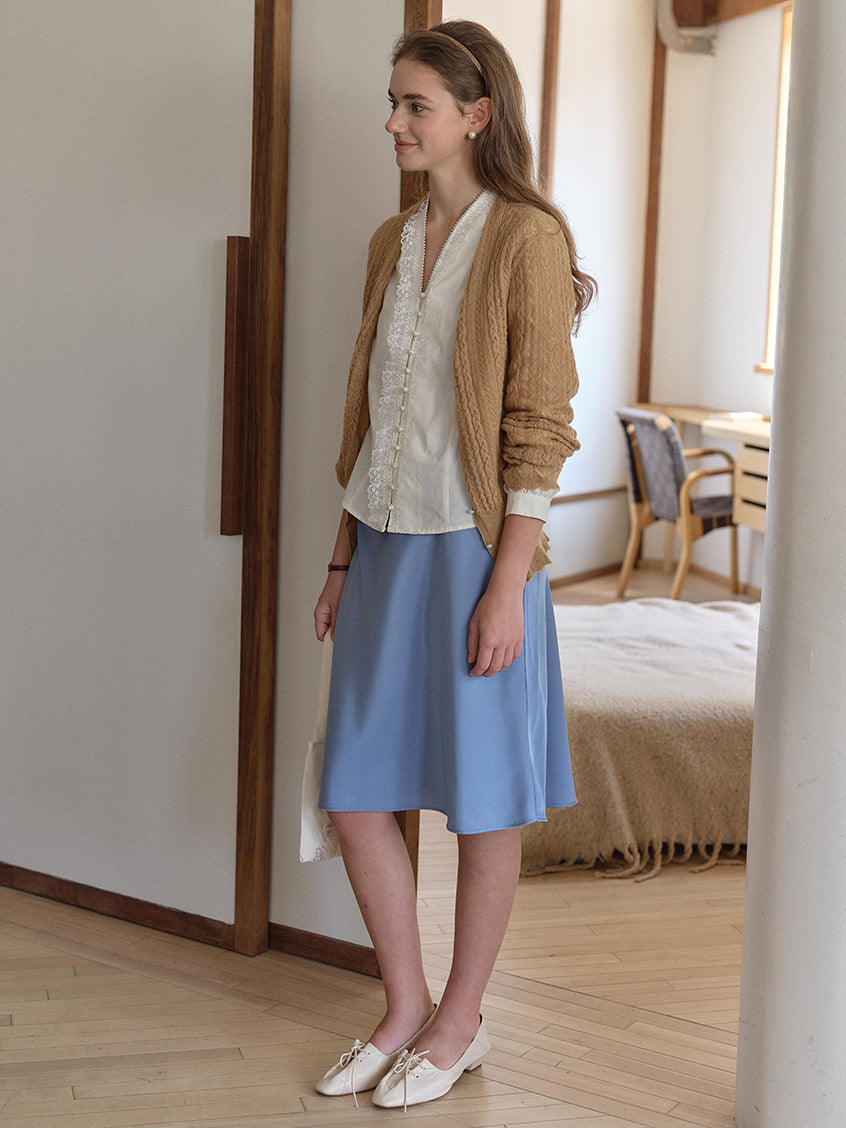 Melanie Cloud Cotton-Linen Ruffle Blouse