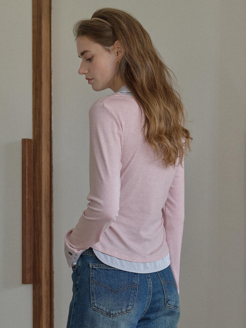 Malia Simple Two-Tone Layered Blouse