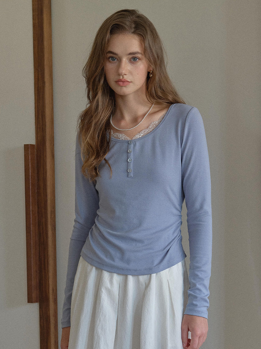 Helena French Round Neck Lace Blouse