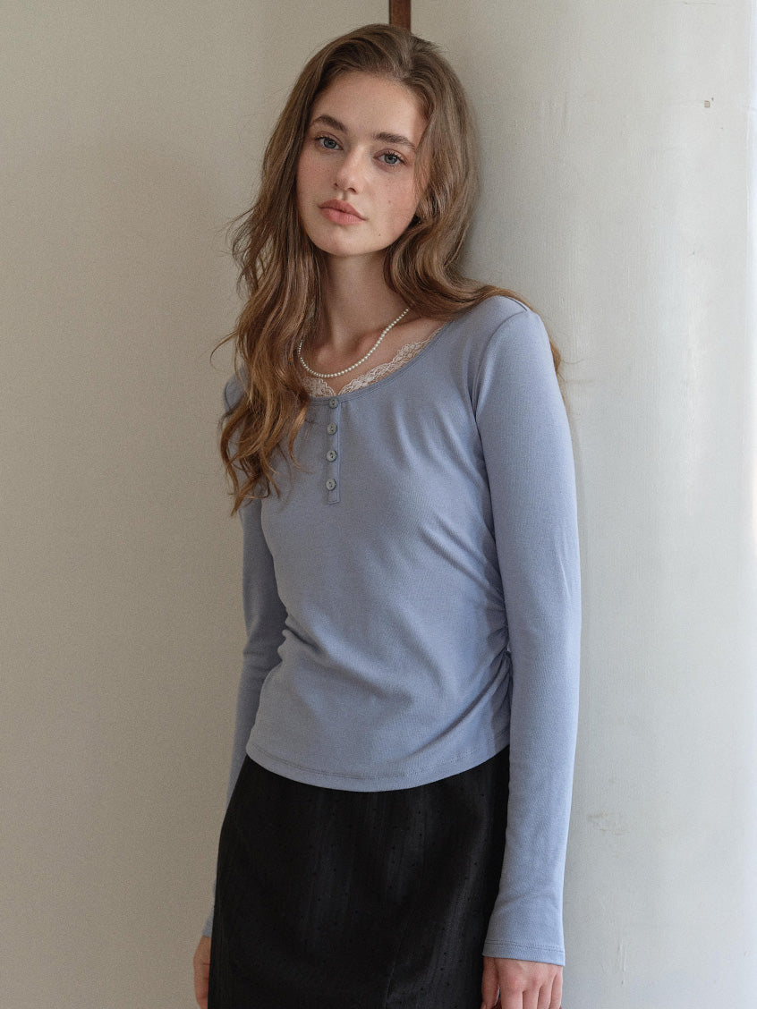 Helena French Round Neck Lace Blouse