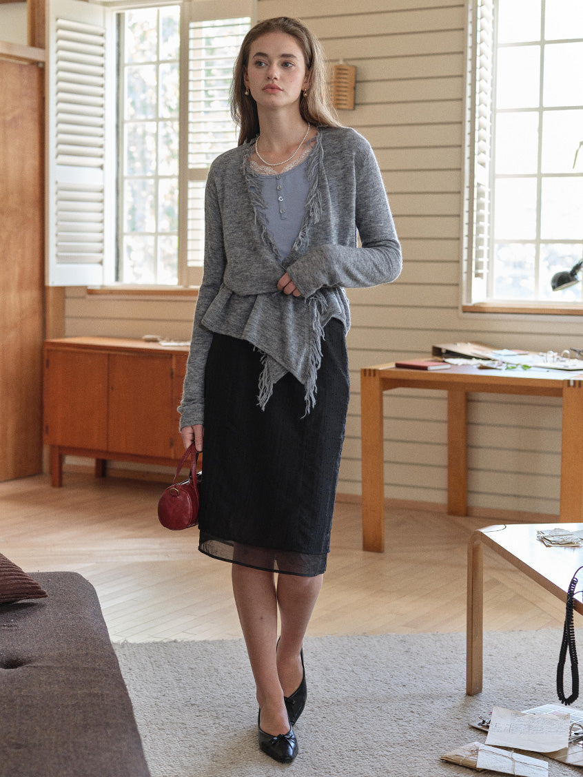 Celine French-Style V-Neck Tassel Wool Cardigan