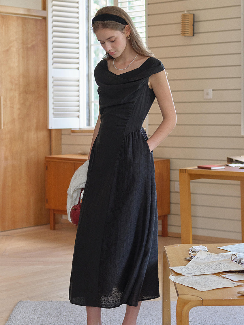 Skyla Waist-Cinched Sleeveless V-Neck Dress