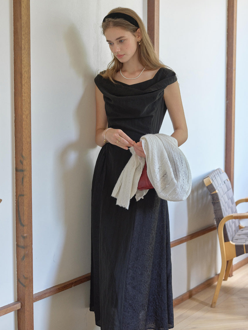 Skyla Waist-Cinched Sleeveless V-Neck Dress