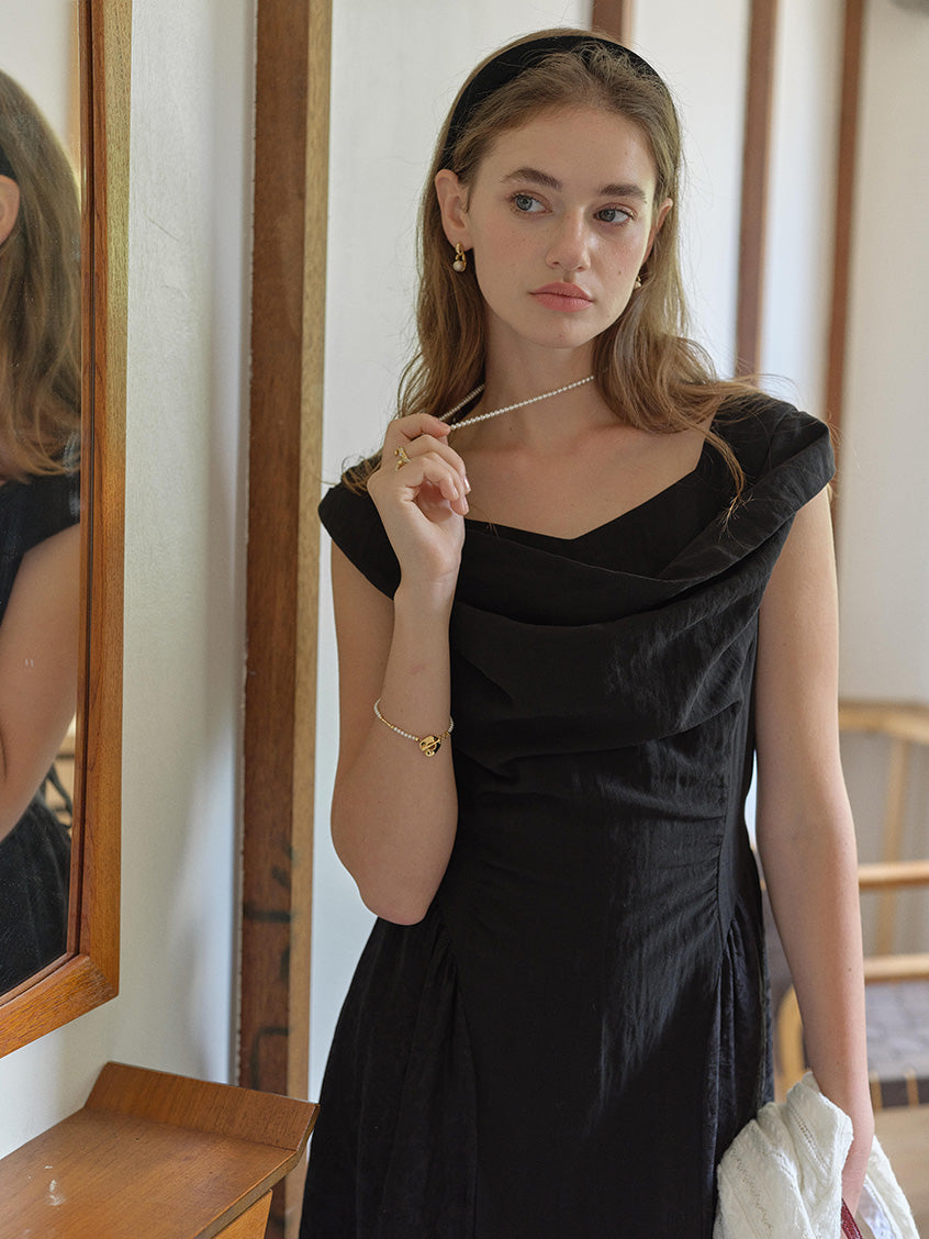 Skyla Waist-Cinched Sleeveless V-Neck Dress