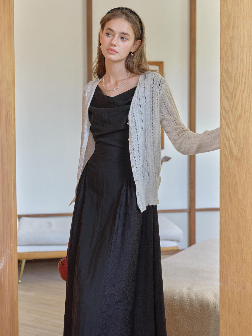 Skyla Waist-Cinched Sleeveless V-Neck Dress