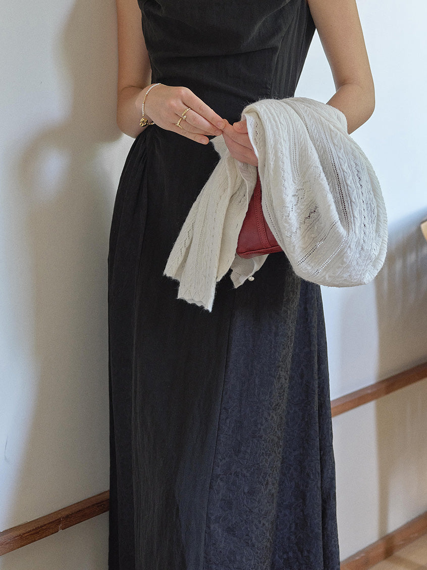 Skyla Waist-Cinched Sleeveless V-Neck Dress