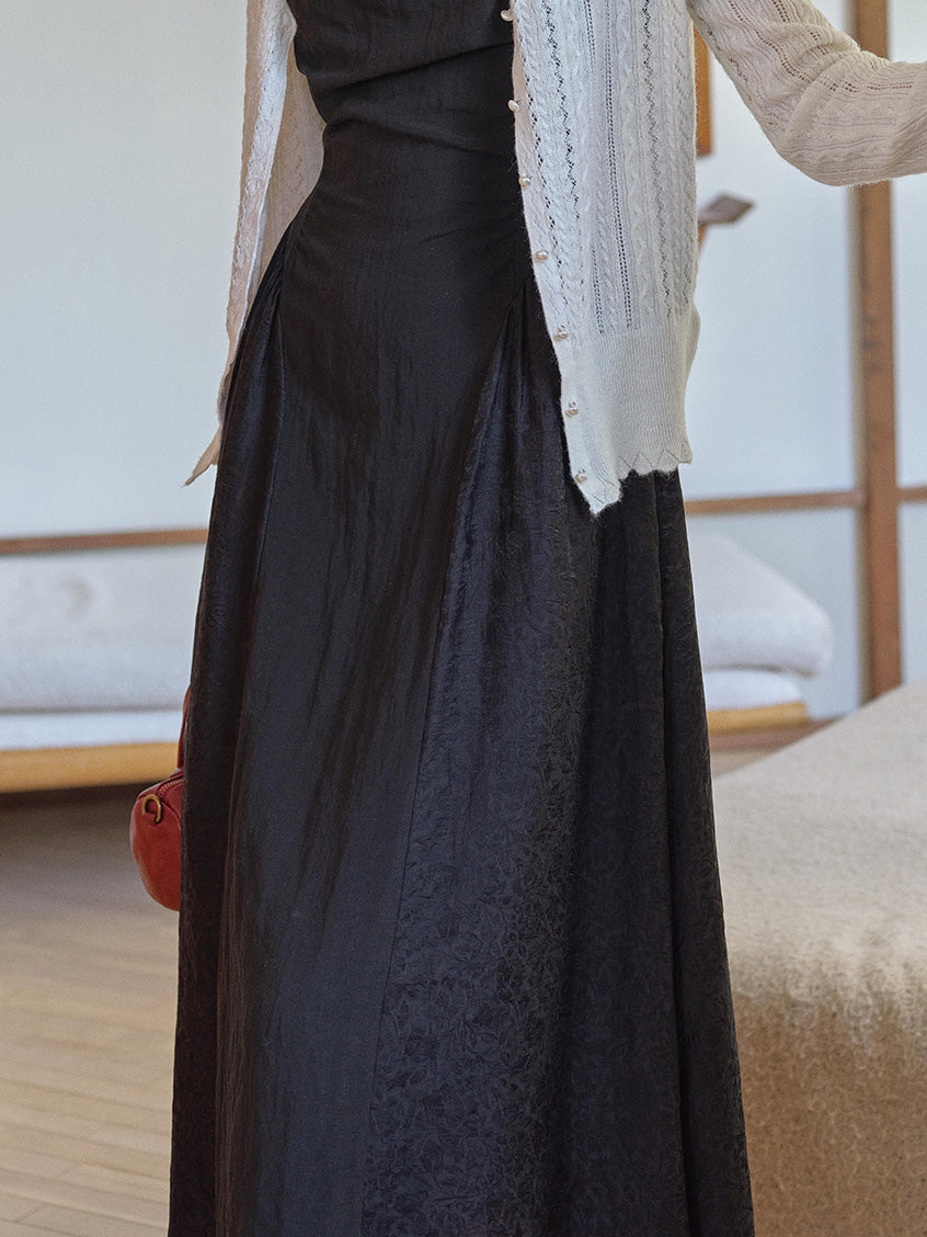 Skyla Waist-Cinched Sleeveless V-Neck Dress